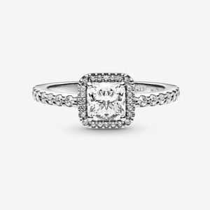 Pandora Square Sparkle Halo Ring